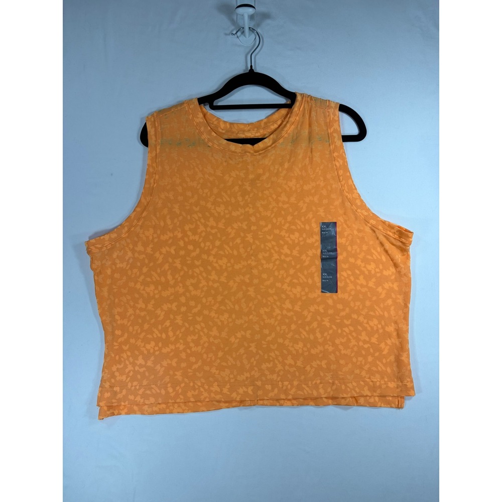 All in Motion Tank Top Women XXL Orange NEW Boxy Fit Sleeveless Floral Jacquard